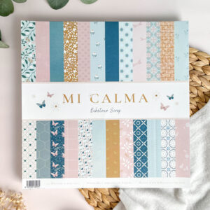 Pack de papeles de scrapbooking Mi Calma, con 24 diseños diferentes impresos en alta calidad. Colección de Bihotzez Scrap.