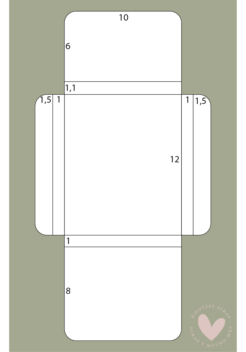 medidas sobre mini abum  scrapbooking