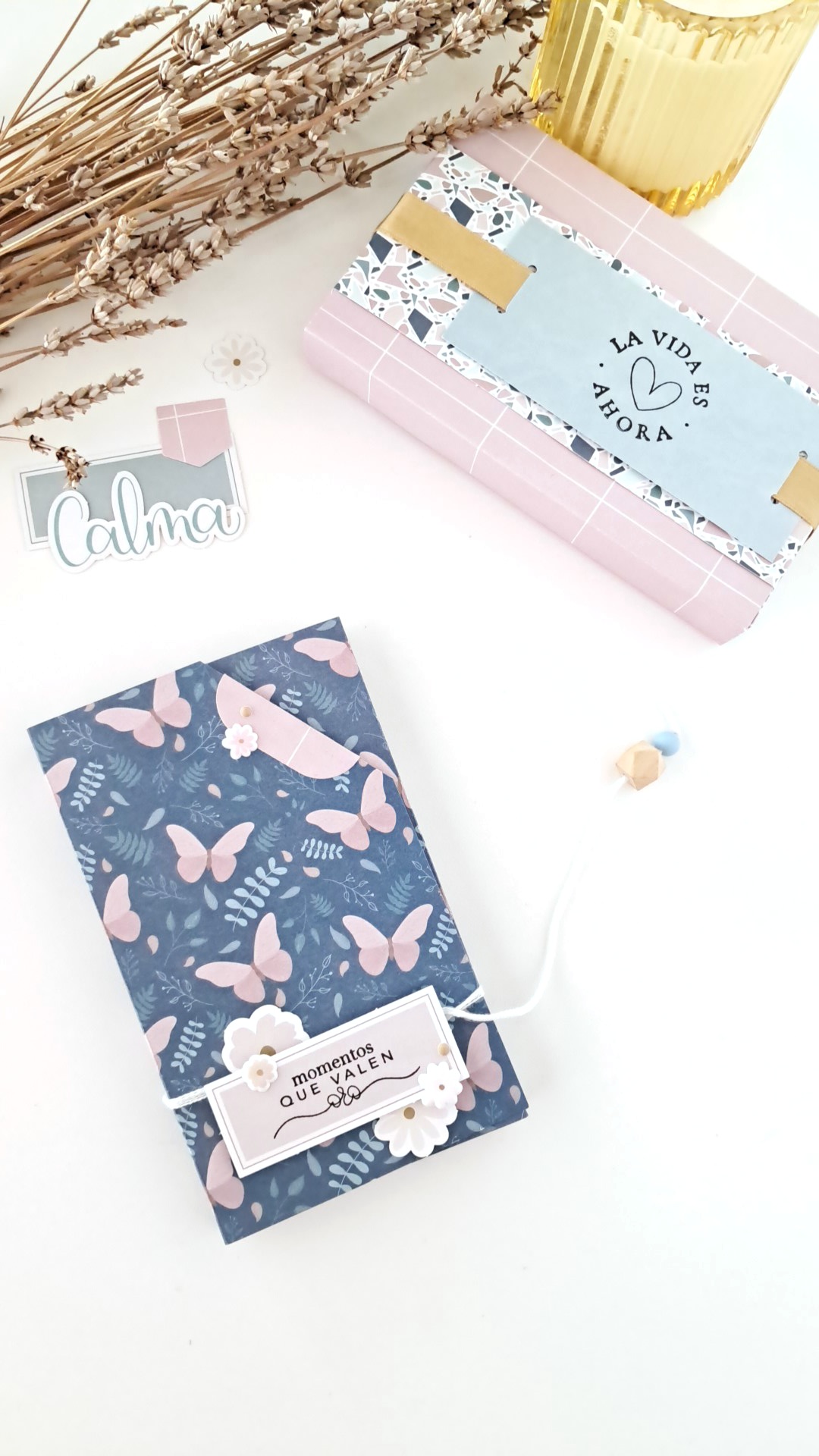 cajita de scrapbooking creada con la colección Mi Calma de Bihotzez Scrap