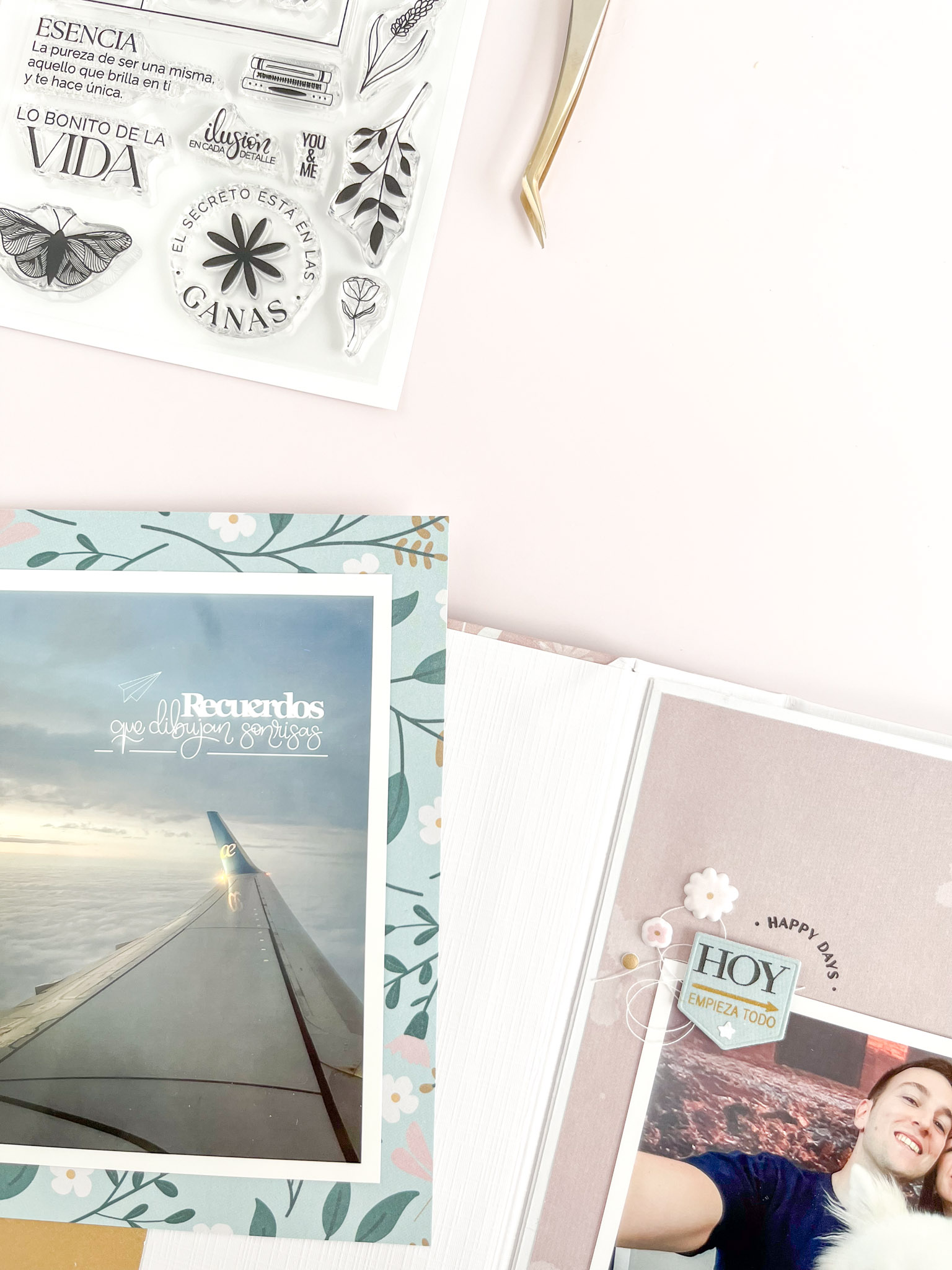 Álbum de scrapbooking sencillo decorado con la colección Mi Calma