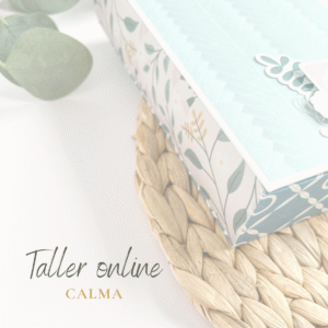 Taller online “Calma” scrapbooking de Bihotzez Scrap: crea un álbum con caja y lomo de vellum.