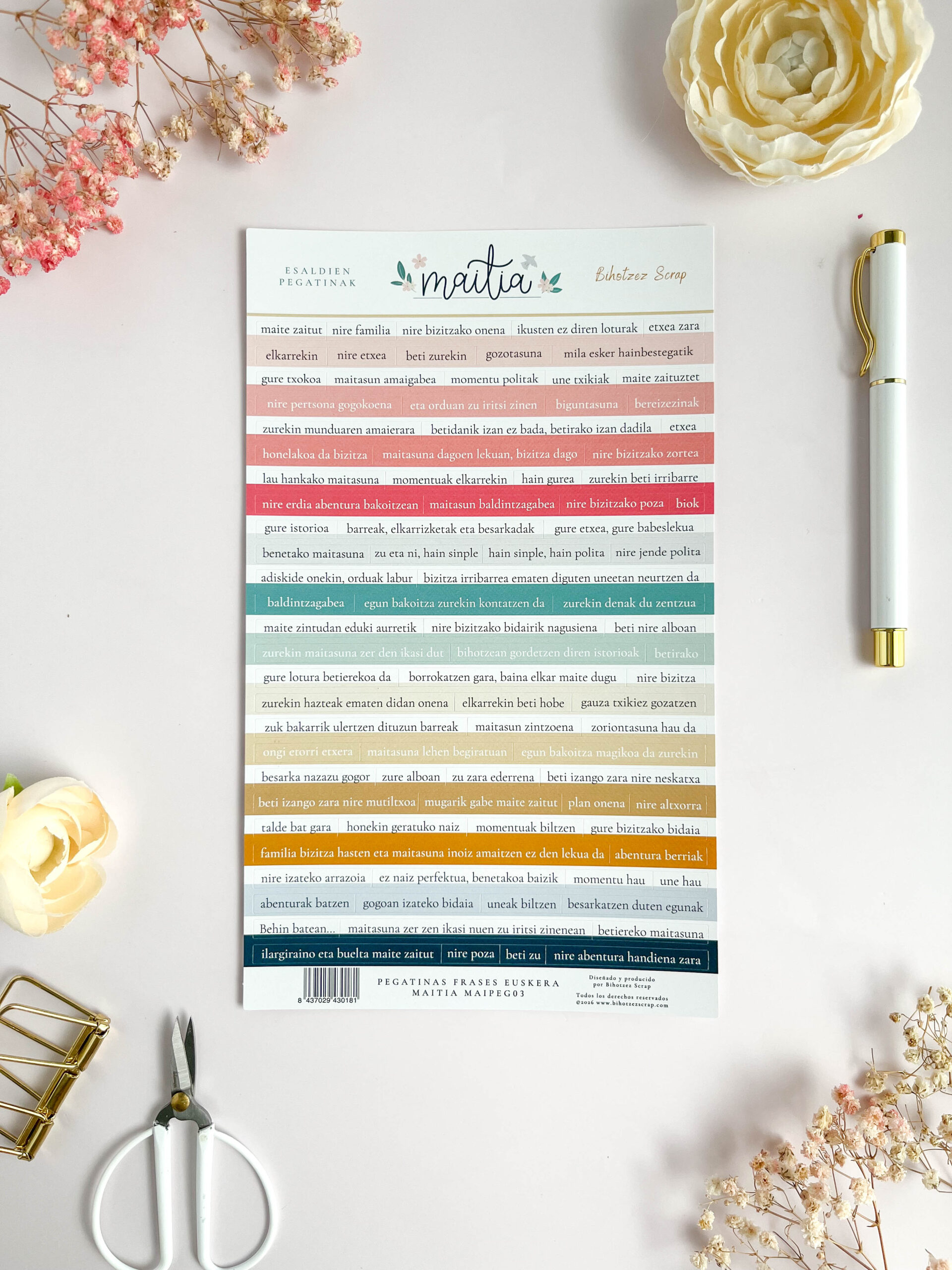Pegatinas de frases en euskera de la colección Maitia.