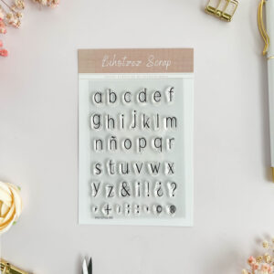 Sello mini alfabeto en minúsculas para scrapbooking.