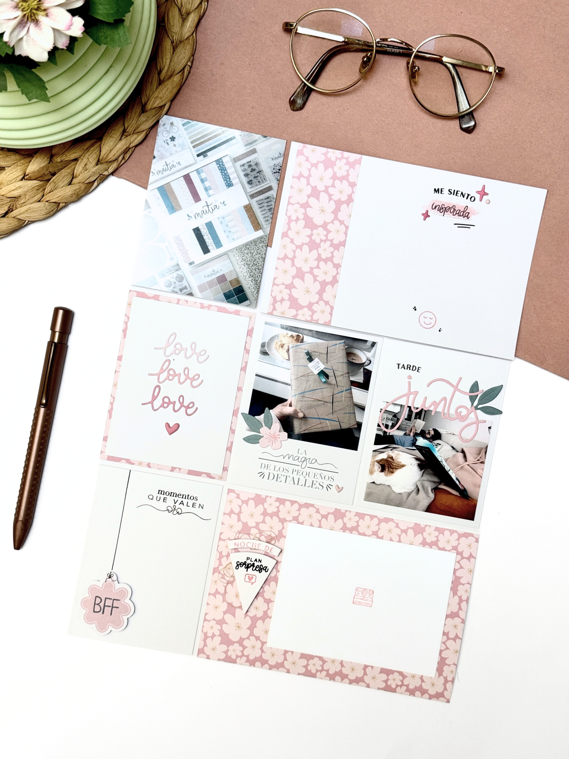 Tarjetas Project Life de scrapbooking creadas con la colección Maitia de Bihotzez Scrap.