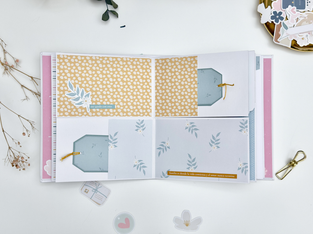 páginas interiores álbum scrapbooking familiar
